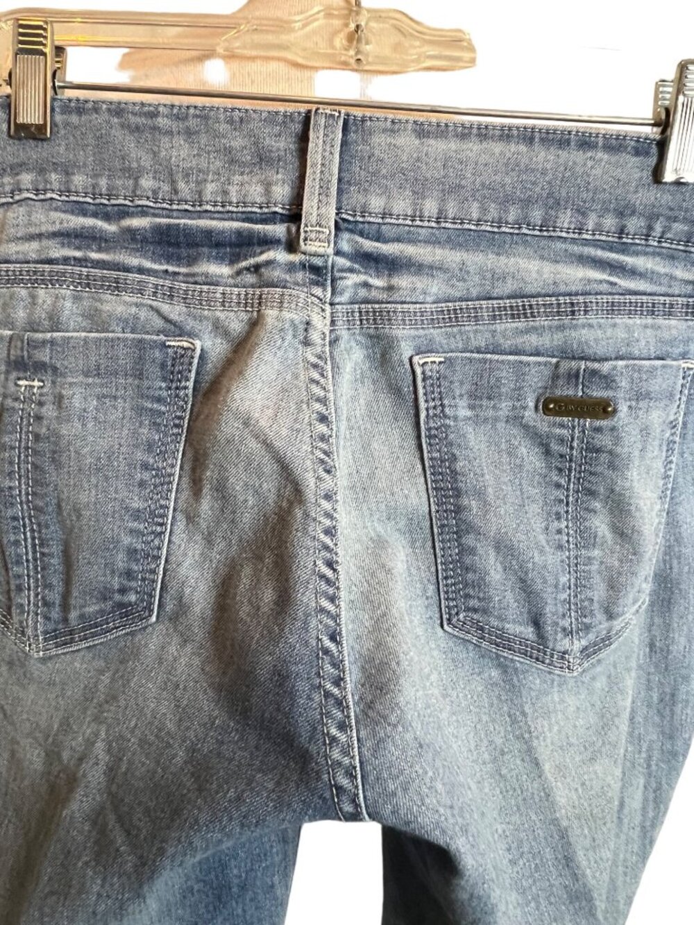 G by guess mid rise jeans size 31 stretch medium wash cuffed Y2K - Picture 9 of 14